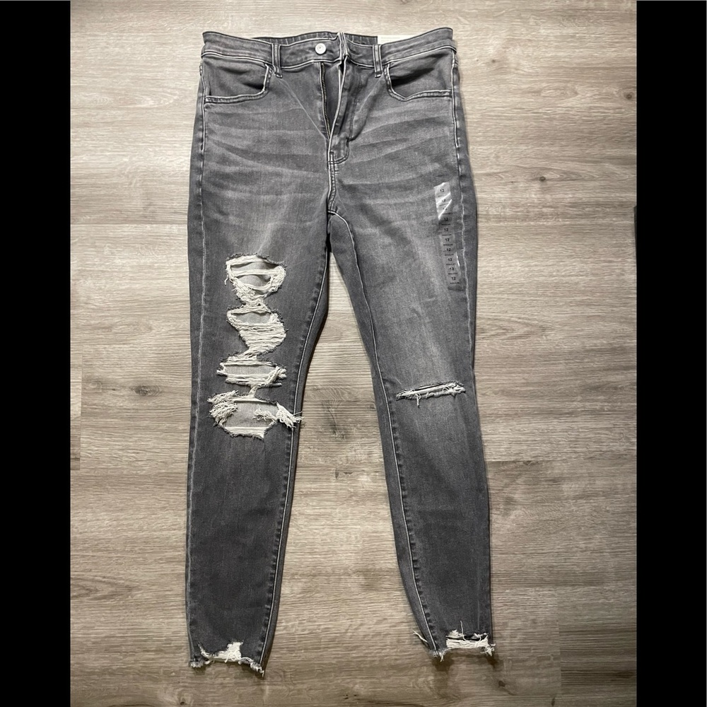 American Eagle Grey Next Level Stretch Super Hi-rise Jegging 12 Regular